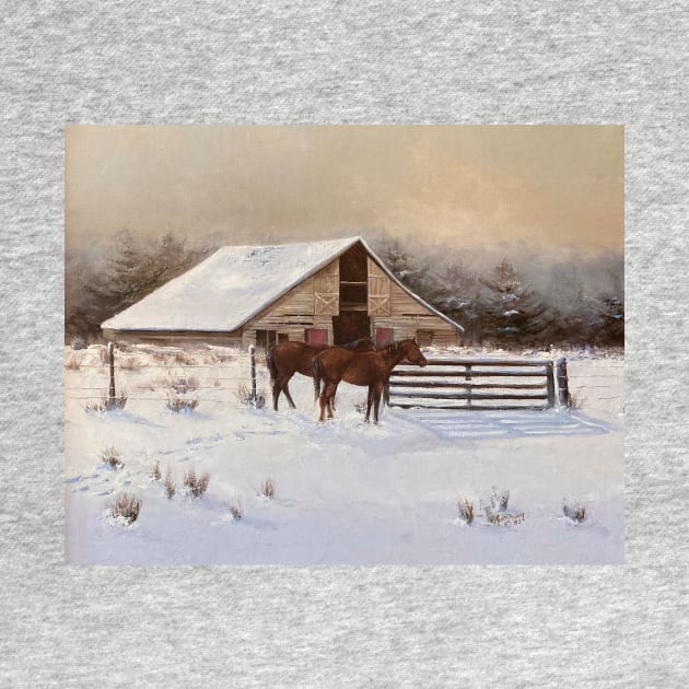 Horse by The Snow Barn Vintage Oil on Canvas by Gallery Digitals